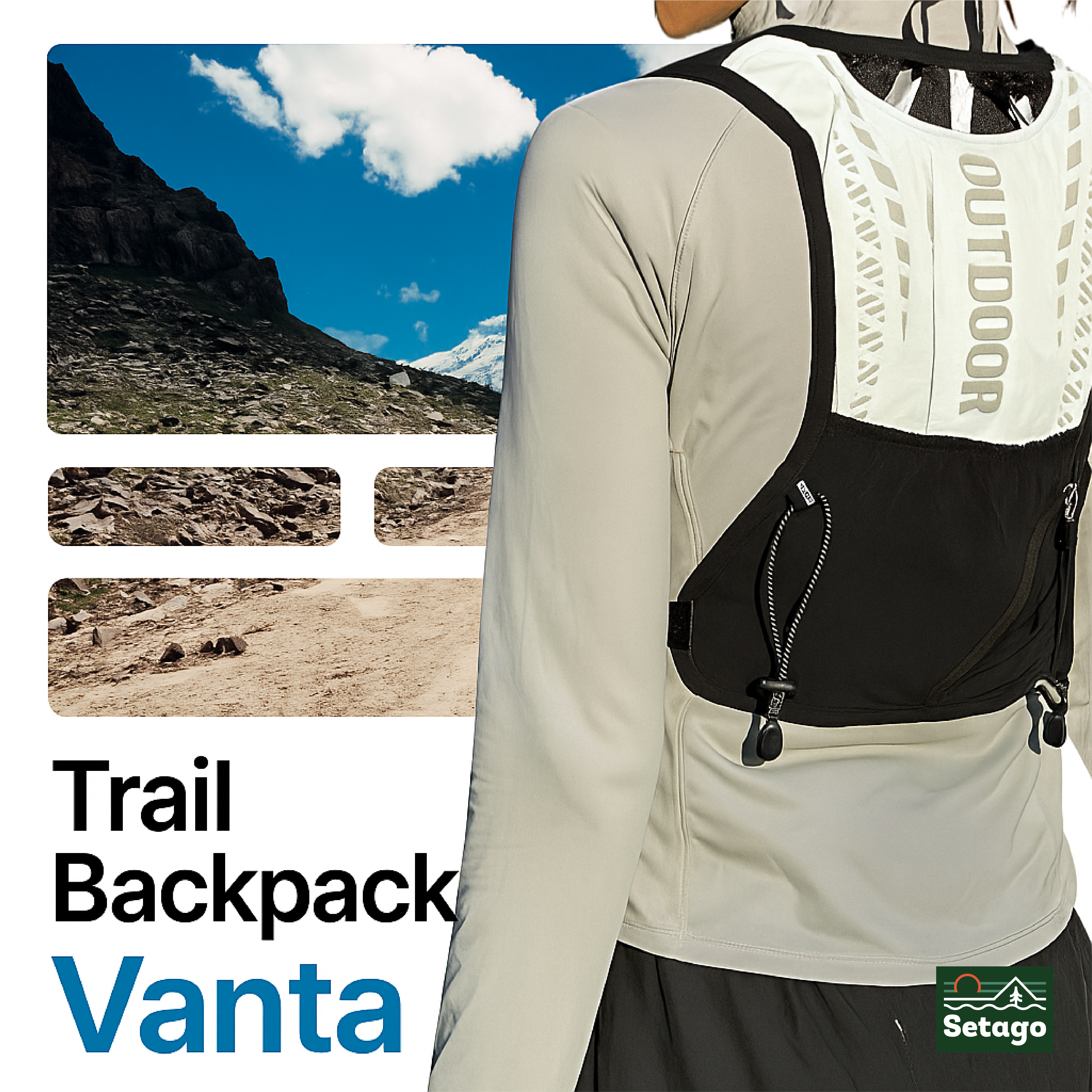 Trail Vanta Backpack – Integrated 1.5L Hydration Bladder, Body hugging Design, Lightweight, Breathable & Convenient