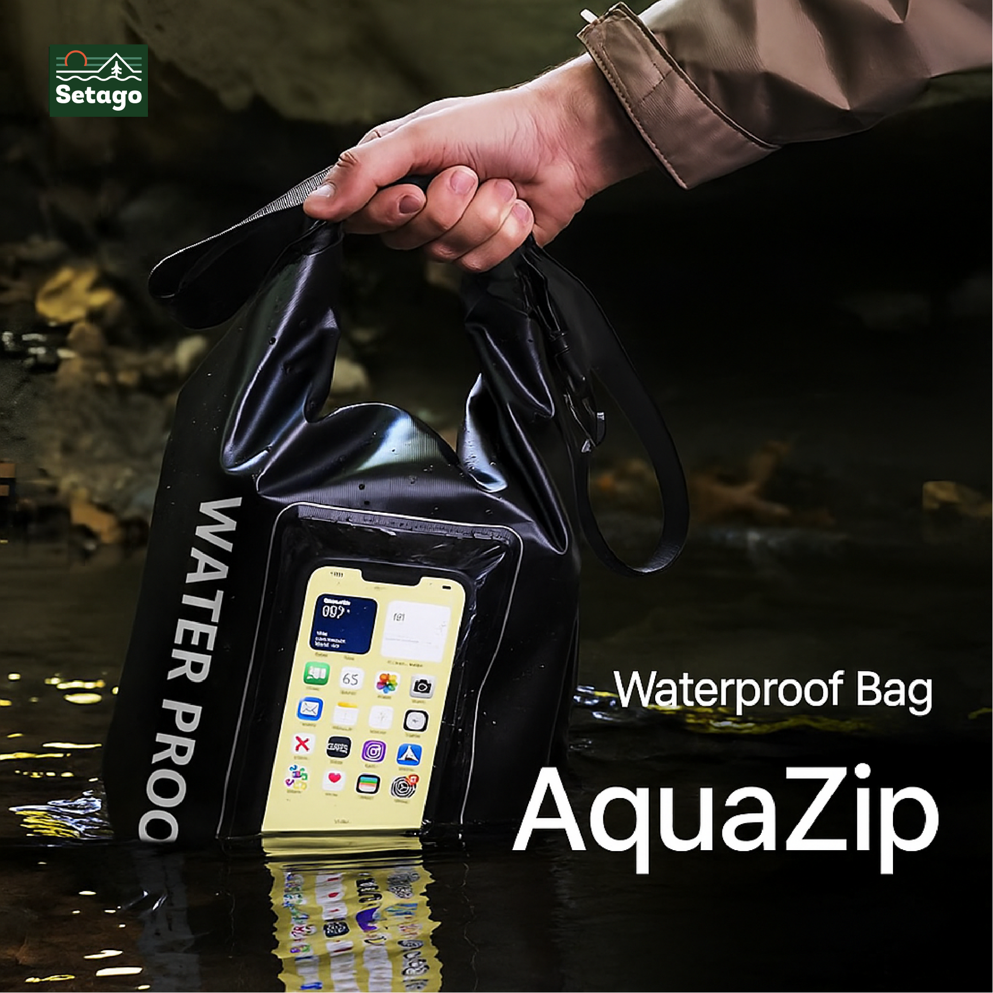 AquaZip Waterproof Bag - Crossbody Strap 2L/5L, Compact, Anti-Scratch