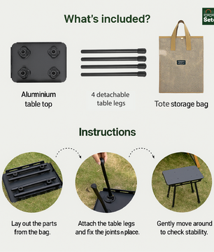 Modi Table – ultra compact, lightweight, and convenient
Fits perfectly inside a Boxable folding crate or backpack.