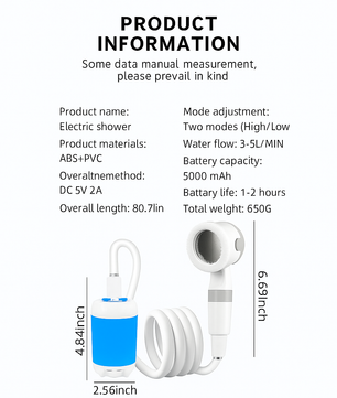 Portable Rechargeable Water Pump – Outdoor Bathing Essential for Camping, Dorms & Travel