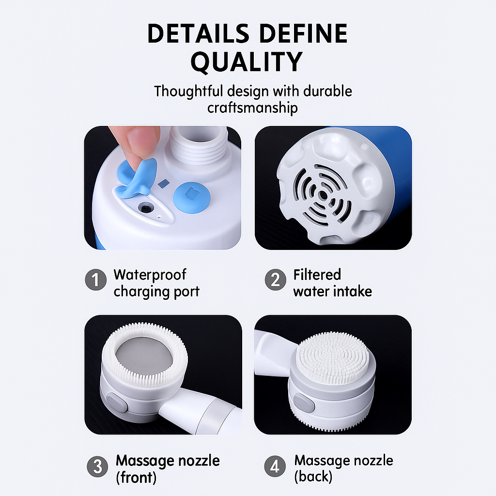 Portable Rechargeable Water Pump – Outdoor Bathing Essential for Camping, Dorms & Travel
