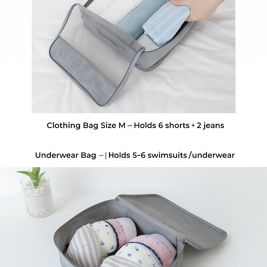 A smart travel tip for families with young children: the Travel Pack – a 7 pieces luggage organizer set for easier, lighter trips.
