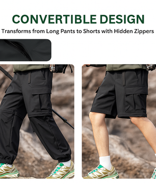 DualGear Convertible Pants – Durable, flexible fabric: water-resistant, scratch-resistant, quick-dry. Detachable pant legs