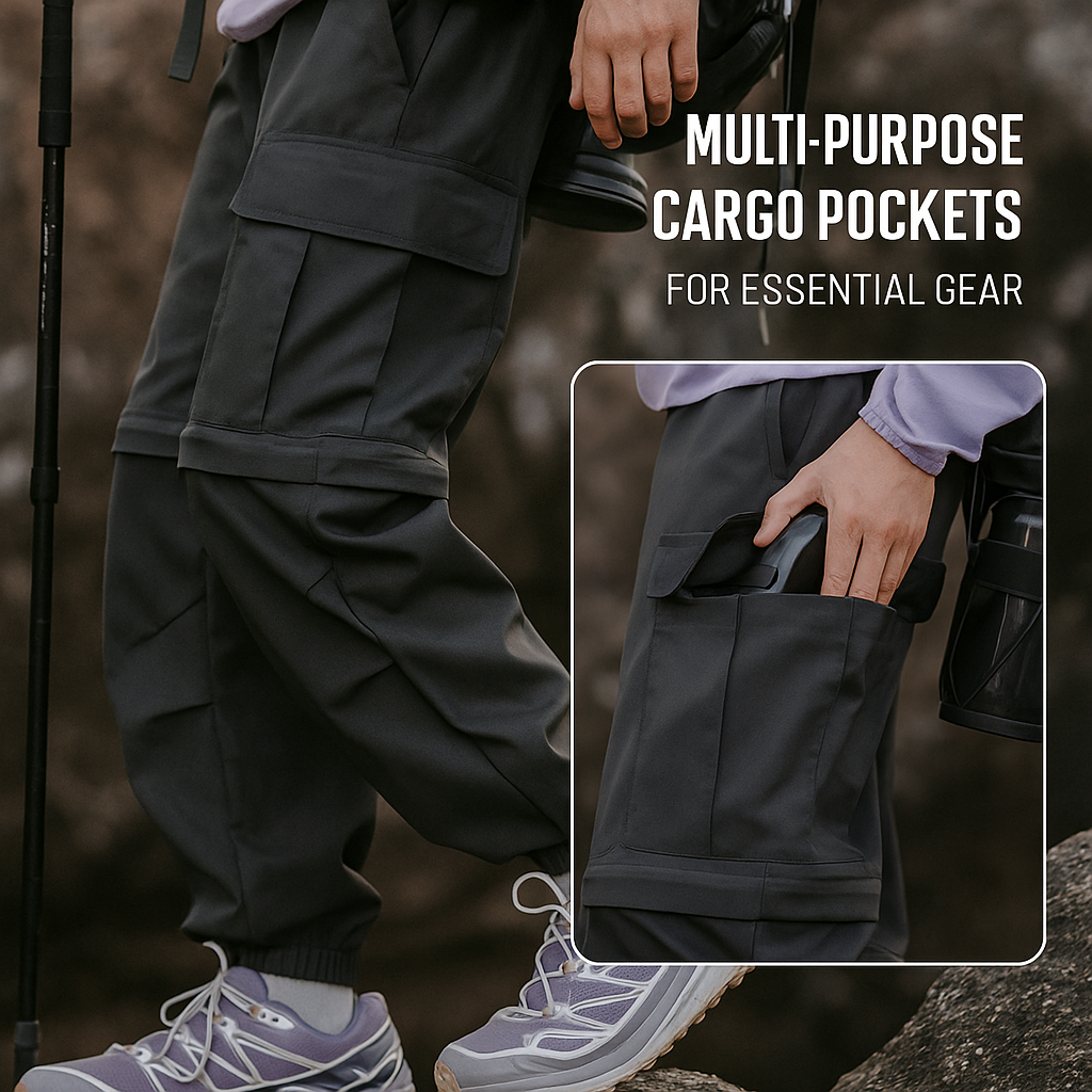 DualGear Convertible Pants – Durable, flexible fabric: water-resistant, scratch-resistant, quick-dry. Detachable pant legs