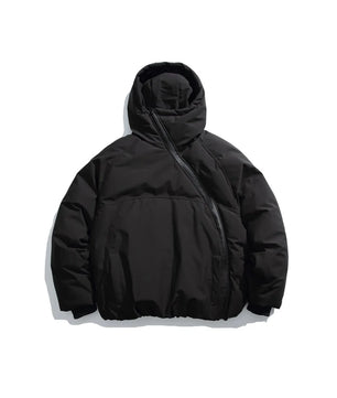 Asymmetric Side-Zip Hooded Padded Jacket