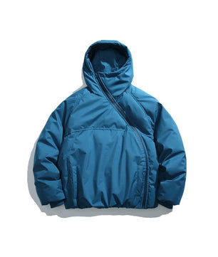 Asymmetric Side-Zip Hooded Padded Jacket