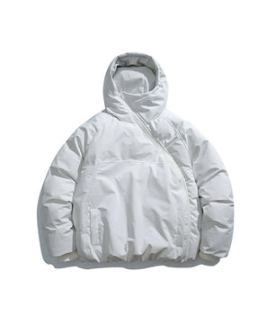 Asymmetric Side-Zip Hooded Padded Jacket