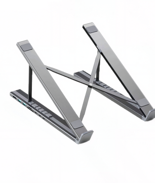 All-in-One Aluminum Laptop Stand with 8-in-1 USB-C Hub