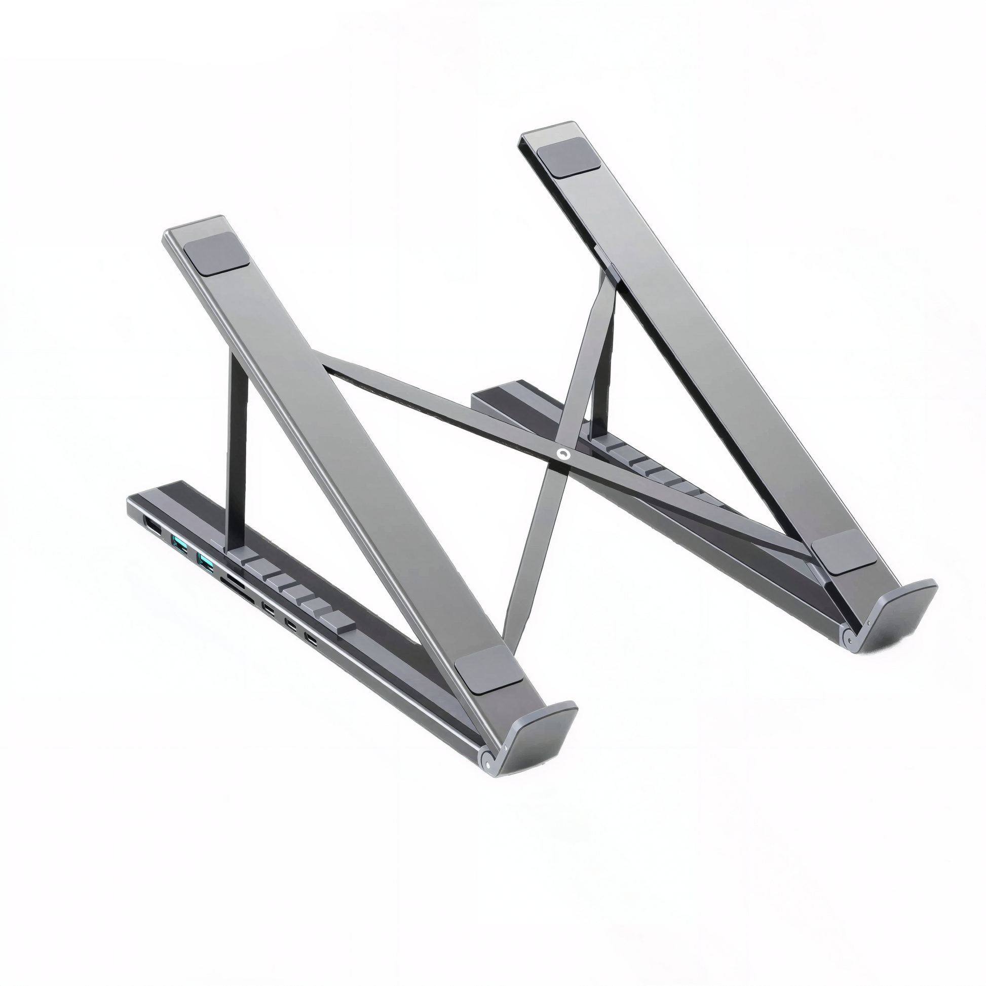All-in-One Aluminum Laptop Stand with 8-in-1 USB-C Hub
