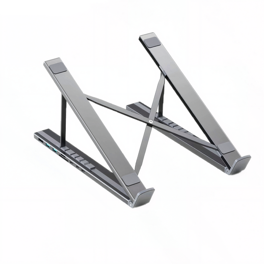 All-in-One Aluminum Laptop Stand with 8-in-1 USB-C Hub