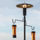 Durable aluminum lantern pole for camping, easily stakes into the ground or clamps securely onto flat surfaces and table edges.