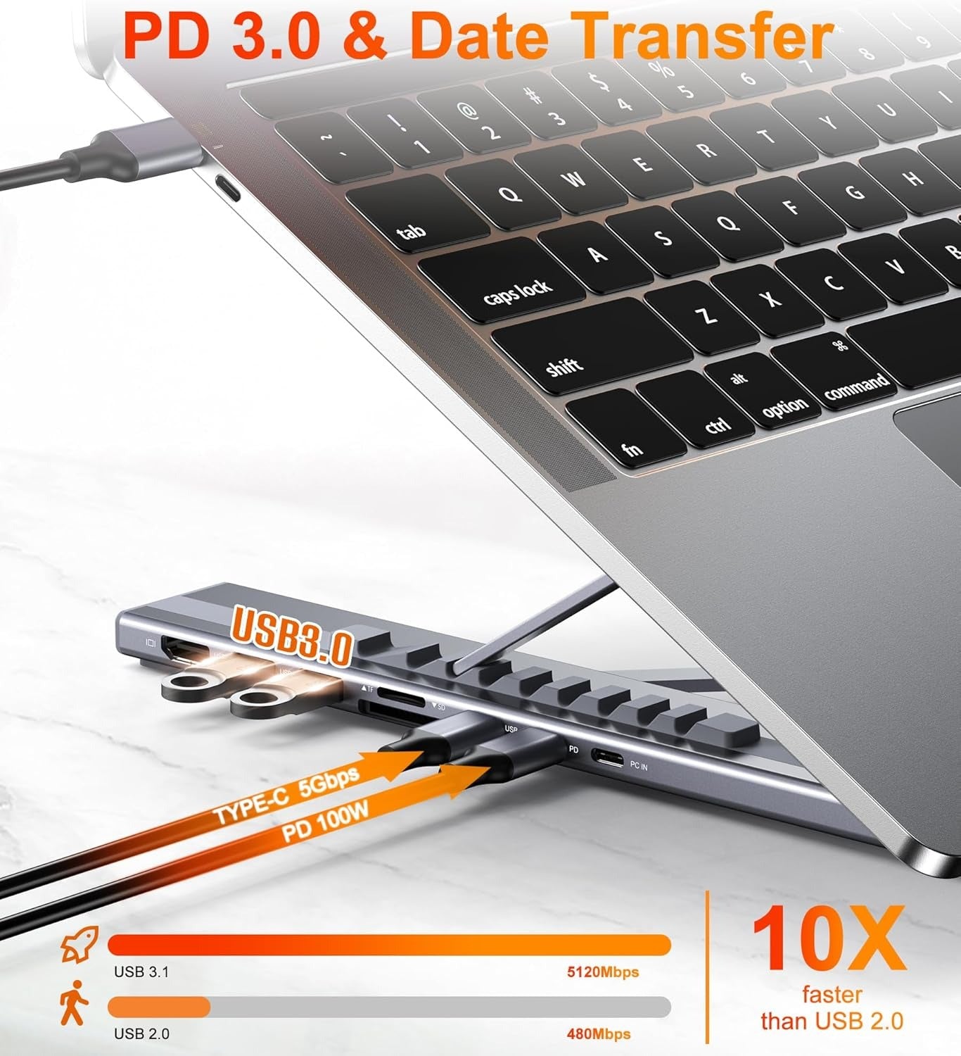 All-in-One Aluminum Laptop Stand with 8-in-1 USB-C Hub