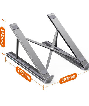 All-in-One Aluminum Laptop Stand with 8-in-1 USB-C Hub