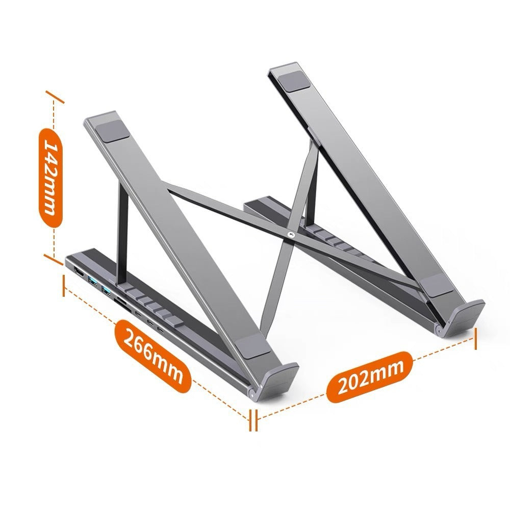 All-in-One Aluminum Laptop Stand with 8-in-1 USB-C Hub