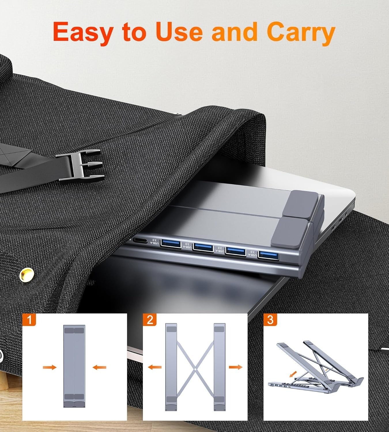 All-in-One Aluminum Laptop Stand with 8-in-1 USB-C Hub